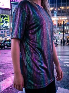 ASOS CURVE OIL SLICK HOLOGRAPHIC TUNIC SZ 14